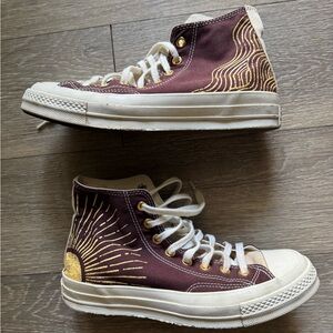Converse High-Top Sneakers Burgundy and Gold